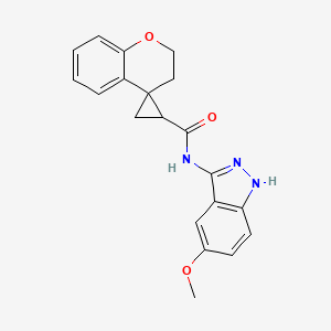 molecular formula C20H19N3O3 B7055415 N-(5-methoxy-1H-indazol-3-yl)spiro[2,3-dihydrochromene-4,2'-cyclopropane]-1'-carboxamide 