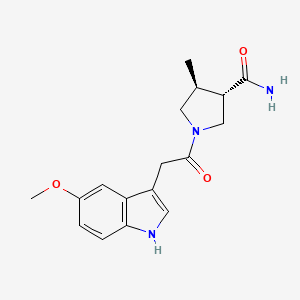 molecular formula C17H21N3O3 B7055480 (3S,4S)-1-[2-(5-methoxy-1H-indol-3-yl)acetyl]-4-methylpyrrolidine-3-carboxamide 