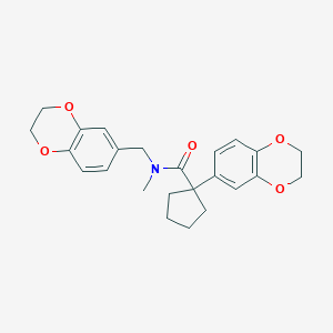 molecular formula C24H27NO5 B7055494 1-(2,3-dihydro-1,4-benzodioxin-6-yl)-N-(2,3-dihydro-1,4-benzodioxin-6-ylmethyl)-N-methylcyclopentane-1-carboxamide 