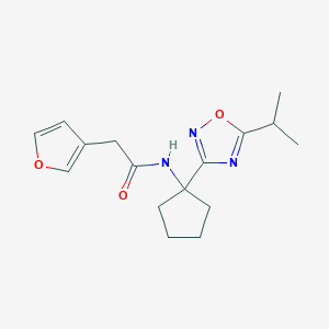 2-(furan-3-yl)-N-[1-(5-propan-2-yl-1,2,4-oxadiazol-3-yl)cyclopentyl]acetamide