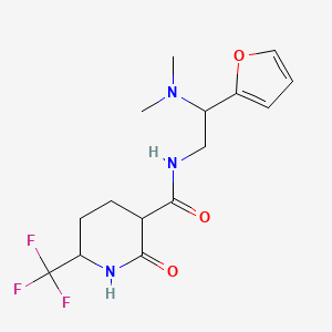 molecular formula C15H20F3N3O3 B7055564 N-[2-(dimethylamino)-2-(furan-2-yl)ethyl]-2-oxo-6-(trifluoromethyl)piperidine-3-carboxamide 