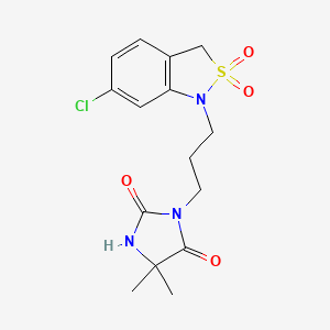 molecular formula C15H18ClN3O4S B7055568 3-[3-(6-chloro-2,2-dioxo-3H-2,1-benzothiazol-1-yl)propyl]-5,5-dimethylimidazolidine-2,4-dione 