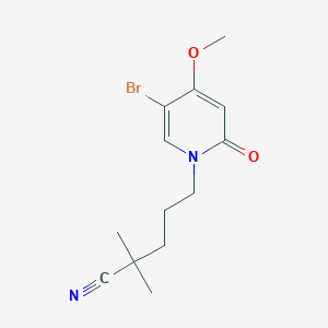 molecular formula C13H17BrN2O2 B7055572 5-(5-Bromo-4-methoxy-2-oxopyridin-1-yl)-2,2-dimethylpentanenitrile 