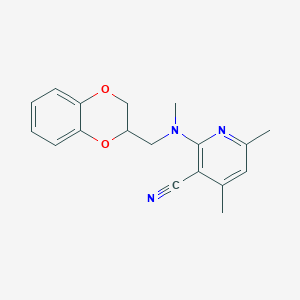 molecular formula C18H19N3O2 B7055584 2-[2,3-Dihydro-1,4-benzodioxin-3-ylmethyl(methyl)amino]-4,6-dimethylpyridine-3-carbonitrile 