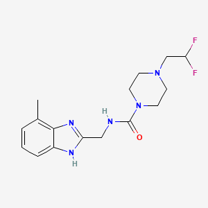 molecular formula C16H21F2N5O B7055607 4-(2,2-difluoroethyl)-N-[(4-methyl-1H-benzimidazol-2-yl)methyl]piperazine-1-carboxamide 