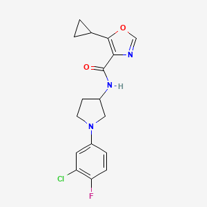 molecular formula C17H17ClFN3O2 B7055680 N-[1-(3-chloro-4-fluorophenyl)pyrrolidin-3-yl]-5-cyclopropyl-1,3-oxazole-4-carboxamide 