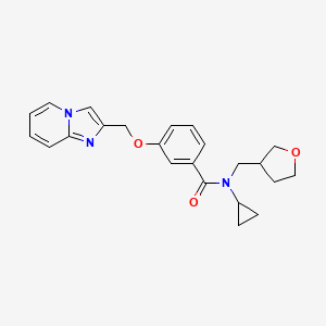 molecular formula C23H25N3O3 B7055689 N-cyclopropyl-3-(imidazo[1,2-a]pyridin-2-ylmethoxy)-N-(oxolan-3-ylmethyl)benzamide 