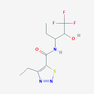 molecular formula C10H14F3N3O2S B7055702 4-ethyl-N-(1,1,1-trifluoro-2-hydroxypentan-3-yl)thiadiazole-5-carboxamide 