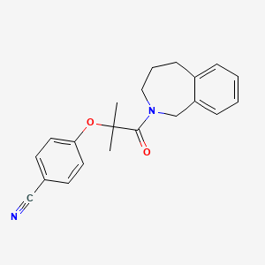 molecular formula C21H22N2O2 B7055706 4-[2-Methyl-1-oxo-1-(1,3,4,5-tetrahydro-2-benzazepin-2-yl)propan-2-yl]oxybenzonitrile 