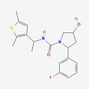 molecular formula C19H23FN2O2S B7055769 N-[1-(2,5-dimethylthiophen-3-yl)ethyl]-2-(3-fluorophenyl)-4-hydroxypyrrolidine-1-carboxamide 