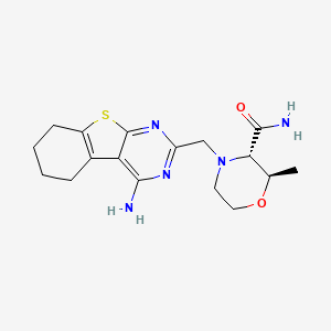 molecular formula C17H23N5O2S B7055851 (2R,3S)-4-[(4-amino-5,6,7,8-tetrahydro-[1]benzothiolo[2,3-d]pyrimidin-2-yl)methyl]-2-methylmorpholine-3-carboxamide 