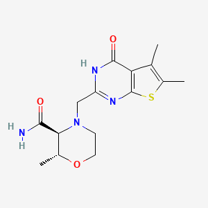 (2R,3S)-4-[(5,6-dimethyl-4-oxo-3H-thieno[2,3-d]pyrimidin-2-yl)methyl]-2-methylmorpholine-3-carboxamide