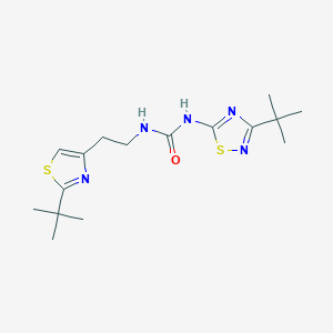 molecular formula C16H25N5OS2 B7055880 1-(3-Tert-butyl-1,2,4-thiadiazol-5-yl)-3-[2-(2-tert-butyl-1,3-thiazol-4-yl)ethyl]urea 