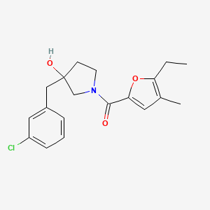 [3-[(3-Chlorophenyl)methyl]-3-hydroxypyrrolidin-1-yl]-(5-ethyl-4-methylfuran-2-yl)methanone