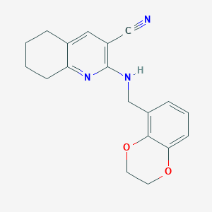 molecular formula C19H19N3O2 B7055972 2-(2,3-Dihydro-1,4-benzodioxin-5-ylmethylamino)-5,6,7,8-tetrahydroquinoline-3-carbonitrile 