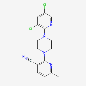 molecular formula C16H15Cl2N5 B7055977 2-[4-(3,5-Dichloropyridin-2-yl)piperazin-1-yl]-6-methylpyridine-3-carbonitrile 