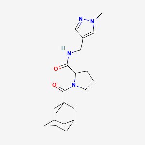 molecular formula C21H30N4O2 B7056010 1-(adamantane-1-carbonyl)-N-[(1-methylpyrazol-4-yl)methyl]pyrrolidine-2-carboxamide 