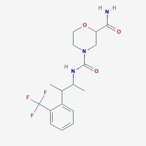 molecular formula C17H22F3N3O3 B7056051 4-N-[3-[2-(trifluoromethyl)phenyl]butan-2-yl]morpholine-2,4-dicarboxamide 