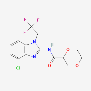 N-[4-chloro-1-(2,2,2-trifluoroethyl)benzimidazol-2-yl]-1,4-dioxane-2-carboxamide