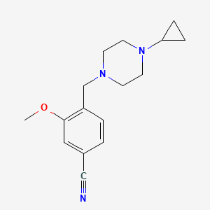 molecular formula C16H21N3O B7056102 4-[(4-Cyclopropylpiperazin-1-yl)methyl]-3-methoxybenzonitrile 