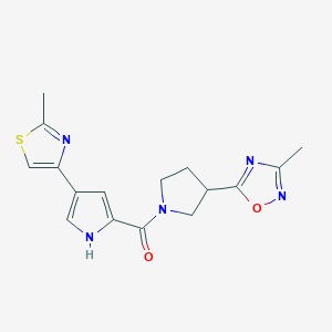 [3-(3-methyl-1,2,4-oxadiazol-5-yl)pyrrolidin-1-yl]-[4-(2-methyl-1,3-thiazol-4-yl)-1H-pyrrol-2-yl]methanone