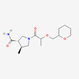 molecular formula C15H26N2O4 B7056138 (3S,4S)-4-methyl-1-[2-(oxan-2-ylmethoxy)propanoyl]pyrrolidine-3-carboxamide 