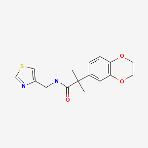 molecular formula C17H20N2O3S B7056190 2-(2,3-dihydro-1,4-benzodioxin-6-yl)-N,2-dimethyl-N-(1,3-thiazol-4-ylmethyl)propanamide 