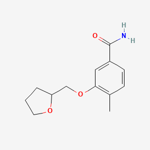 molecular formula C13H17NO3 B7056239 4-Methyl-3-(oxolan-2-ylmethoxy)benzamide 