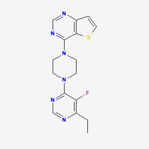 molecular formula C16H17FN6S B7056255 4-[4-(6-Ethyl-5-fluoropyrimidin-4-yl)piperazin-1-yl]thieno[3,2-d]pyrimidine 