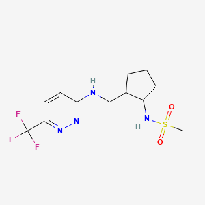 molecular formula C12H17F3N4O2S B7056260 N-[2-[[[6-(trifluoromethyl)pyridazin-3-yl]amino]methyl]cyclopentyl]methanesulfonamide 