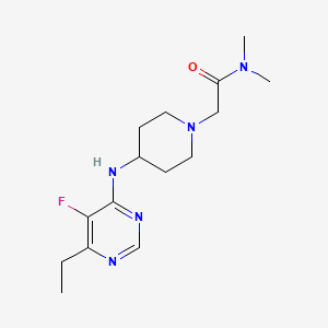 molecular formula C15H24FN5O B7056271 2-[4-[(6-ethyl-5-fluoropyrimidin-4-yl)amino]piperidin-1-yl]-N,N-dimethylacetamide 