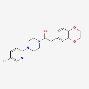 molecular formula C19H20ClN3O3 B7056316 1-[4-(5-Chloropyridin-2-yl)piperazin-1-yl]-2-(2,3-dihydro-1,4-benzodioxin-6-yl)ethanone 