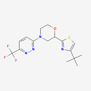 molecular formula C16H19F3N4OS B7056340 2-(4-Tert-butyl-1,3-thiazol-2-yl)-4-[6-(trifluoromethyl)pyridazin-3-yl]morpholine 