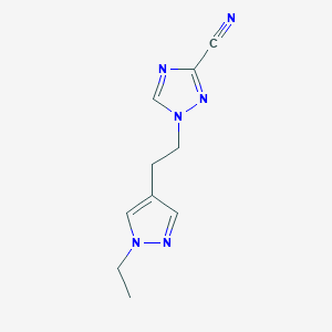 molecular formula C10H12N6 B7056347 1-[2-(1-Ethylpyrazol-4-yl)ethyl]-1,2,4-triazole-3-carbonitrile 