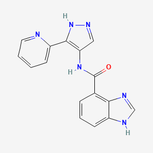 molecular formula C16H12N6O B7056361 N-(5-pyridin-2-yl-1H-pyrazol-4-yl)-1H-benzimidazole-4-carboxamide 