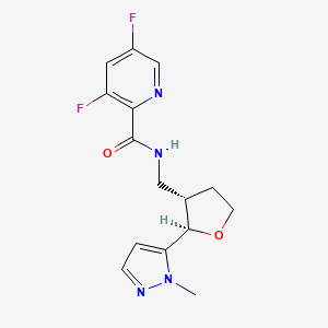 molecular formula C15H16F2N4O2 B7056366 3,5-difluoro-N-[[(2R,3S)-2-(2-methylpyrazol-3-yl)oxolan-3-yl]methyl]pyridine-2-carboxamide 