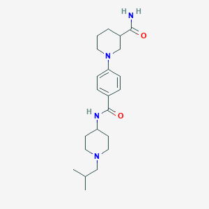 molecular formula C22H34N4O2 B7056388 1-[4-[[1-(2-Methylpropyl)piperidin-4-yl]carbamoyl]phenyl]piperidine-3-carboxamide 