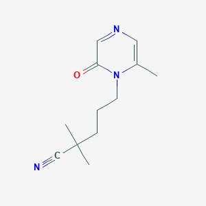 molecular formula C12H17N3O B7056400 2,2-Dimethyl-5-(2-methyl-6-oxopyrazin-1-yl)pentanenitrile 