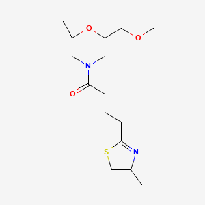 molecular formula C16H26N2O3S B7056409 1-[6-(Methoxymethyl)-2,2-dimethylmorpholin-4-yl]-4-(4-methyl-1,3-thiazol-2-yl)butan-1-one 