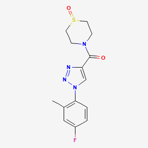 molecular formula C14H15FN4O2S B7056448 [1-(4-Fluoro-2-methylphenyl)triazol-4-yl]-(1-oxo-1,4-thiazinan-4-yl)methanone 