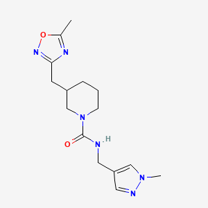 3-[(5-methyl-1,2,4-oxadiazol-3-yl)methyl]-N-[(1-methylpyrazol-4-yl)methyl]piperidine-1-carboxamide