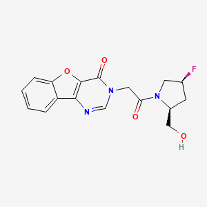 molecular formula C17H16FN3O4 B7056525 3-[2-[(2S,4S)-4-fluoro-2-(hydroxymethyl)pyrrolidin-1-yl]-2-oxoethyl]-[1]benzofuro[3,2-d]pyrimidin-4-one 