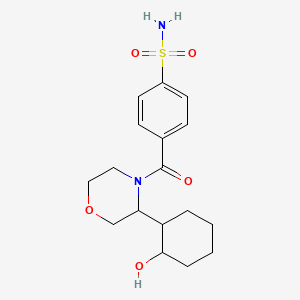 molecular formula C17H24N2O5S B7056536 4-[3-(2-Hydroxycyclohexyl)morpholine-4-carbonyl]benzenesulfonamide 