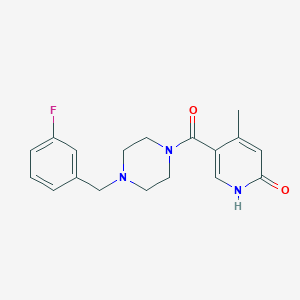 molecular formula C18H20FN3O2 B7056578 5-[4-[(3-fluorophenyl)methyl]piperazine-1-carbonyl]-4-methyl-1H-pyridin-2-one 