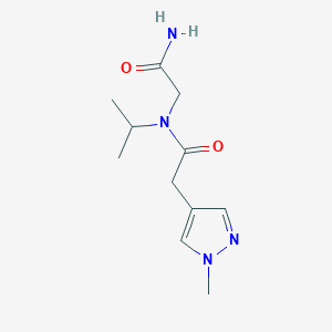 molecular formula C11H18N4O2 B7056647 N-(2-amino-2-oxoethyl)-2-(1-methylpyrazol-4-yl)-N-propan-2-ylacetamide 