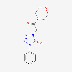 molecular formula C14H16N4O3 B7056661 1-[2-(Oxan-4-yl)-2-oxoethyl]-4-phenyltetrazol-5-one 