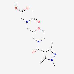 molecular formula C16H24N4O5 B7056680 2-[Acetyl-[[4-(1,3,5-trimethylpyrazole-4-carbonyl)morpholin-2-yl]methyl]amino]acetic acid 