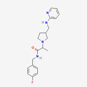 molecular formula C20H25FN4O B7056705 N-[(4-fluorophenyl)methyl]-2-[3-[(pyridin-2-ylamino)methyl]pyrrolidin-1-yl]propanamide 