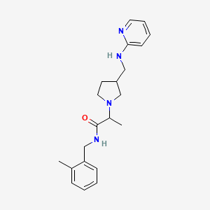 N-[(2-methylphenyl)methyl]-2-[3-[(pyridin-2-ylamino)methyl]pyrrolidin-1-yl]propanamide