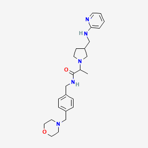 N-[[4-(morpholin-4-ylmethyl)phenyl]methyl]-2-[3-[(pyridin-2-ylamino)methyl]pyrrolidin-1-yl]propanamide